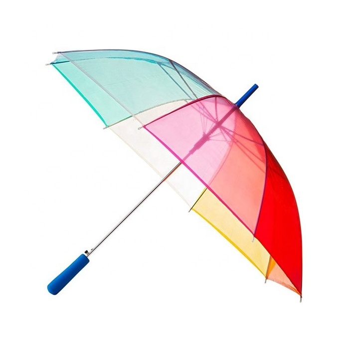 Customized PVC Printing Straight Fashion Transparent  Umbrellas