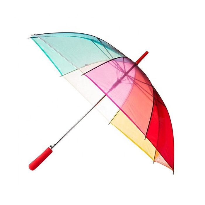 Customized PVC Printing Straight Fashion Transparent  Umbrellas