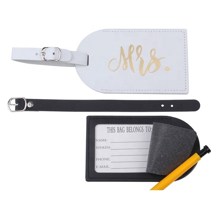 Wholesale Cheap Price Mr and Mrs PU Luggage Tag Wedding Favor Embroidery with Letter Pattern