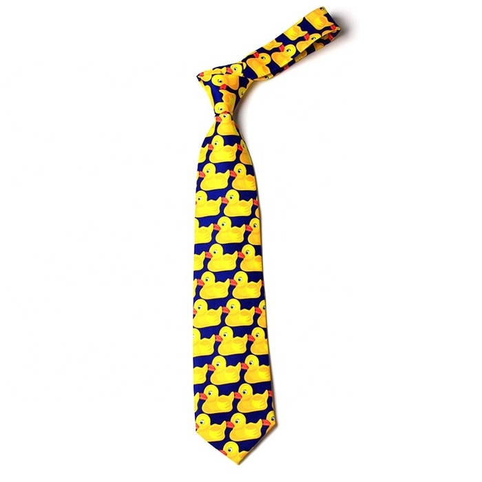 New Arrival Cartoon Yellow Duck Tie Custom Polyester Printed Tie