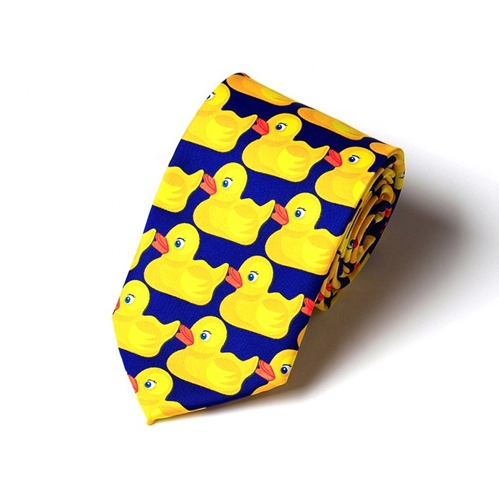 New Arrival Cartoon Yellow Duck Tie Custom Polyester Printed Tie