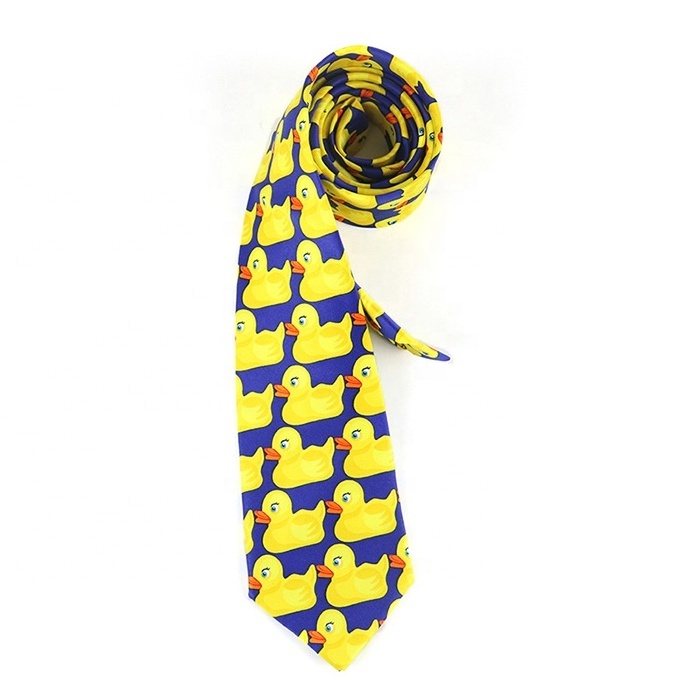 New Arrival Cartoon Yellow Duck Tie Custom Polyester Printed Tie