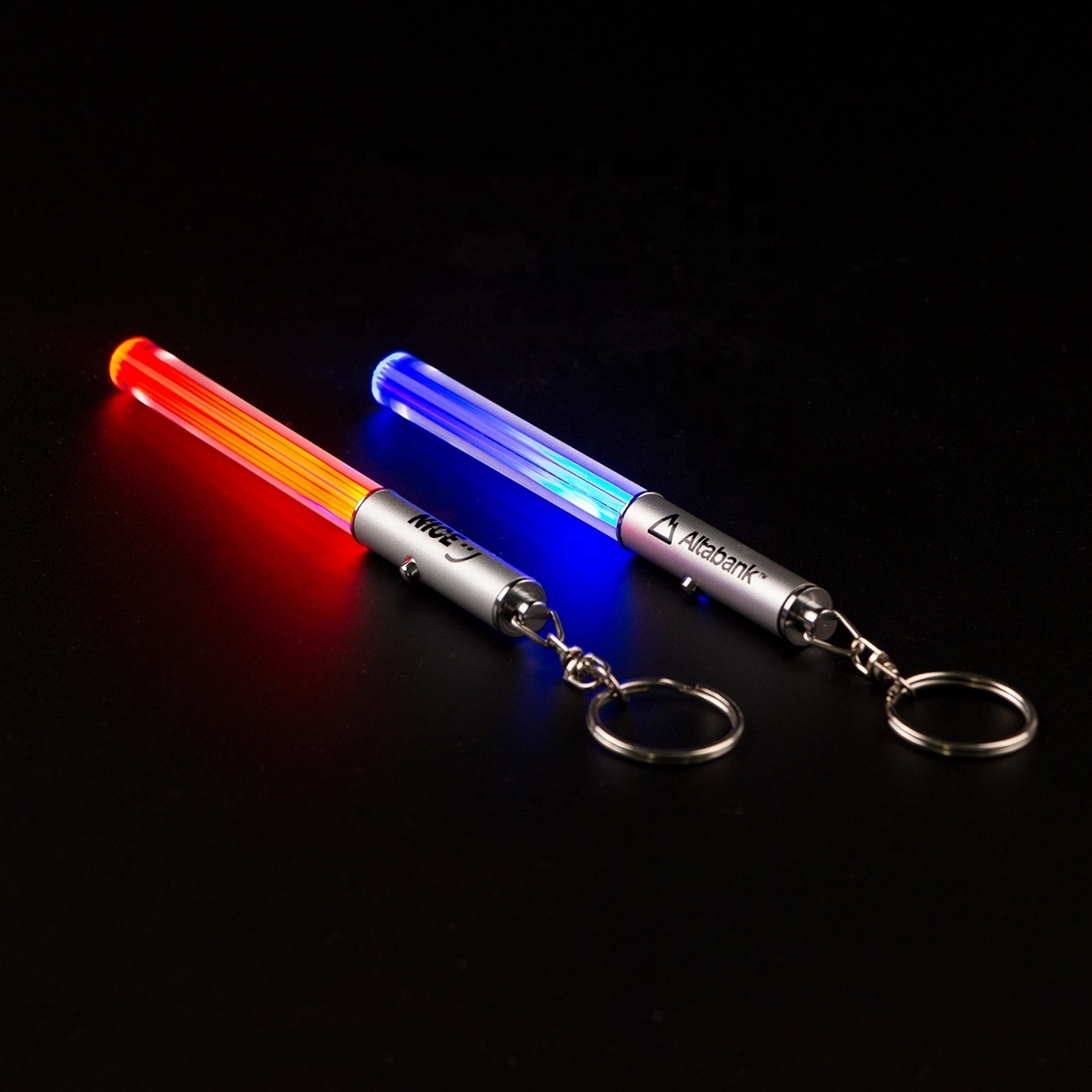 Promotional Custom Colorful Glow Stick Lightsaber Flashing LED Light Up Keychain