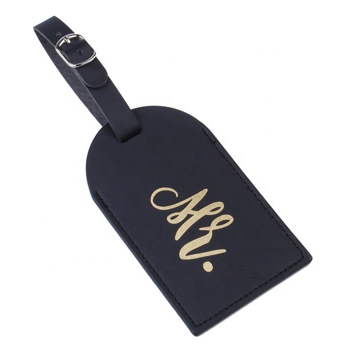 Wholesale Cheap Price Mr and Mrs PU Luggage Tag Wedding Favor Embroidery with Letter Pattern