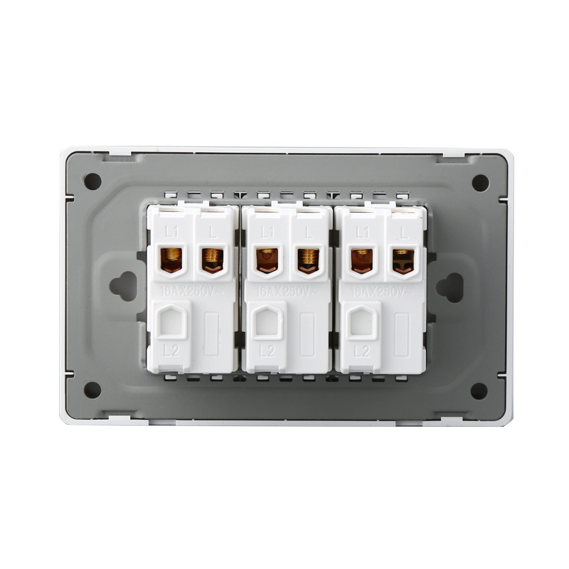 118 US Standard  Brushed  Stainless Steel Gray  Panel   6 Gang 2 Way 3 way Wall Switch for home