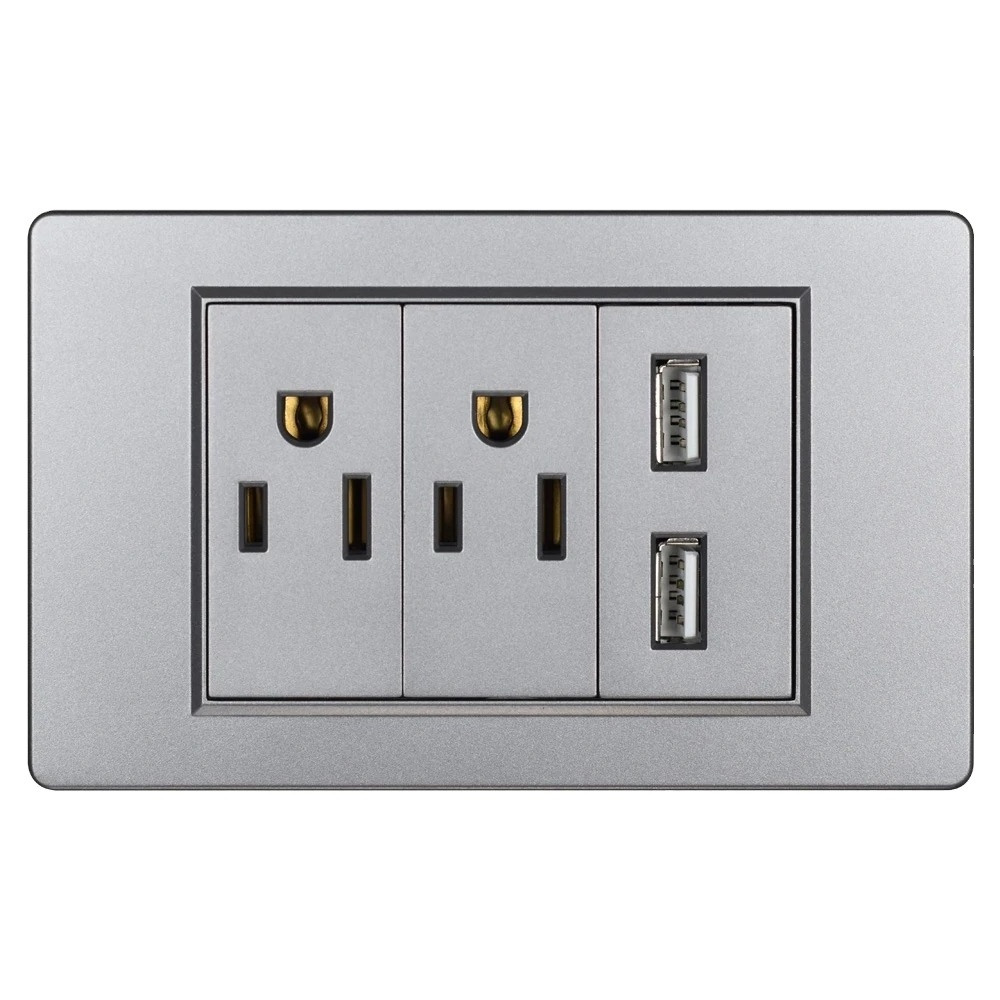 US Standard 118 Type Wall Switch Socket USB Home Use Electrical Socket Outlet With Switch wifi socket 118*72mm frame