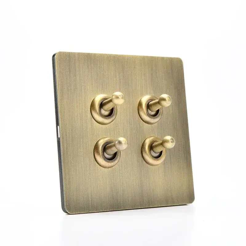 Classic metal Bronze Wall switch 220V 1/2/3/4 Gang 2 Way toggle light switch for home hotel UK standard Socket