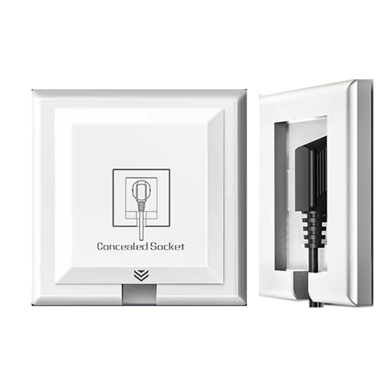 UK Hidden Wall Socket 13A Embedded white Panel Concealed Flush Switch Cassette Ultra-thin Concave Outlet 250V 86type