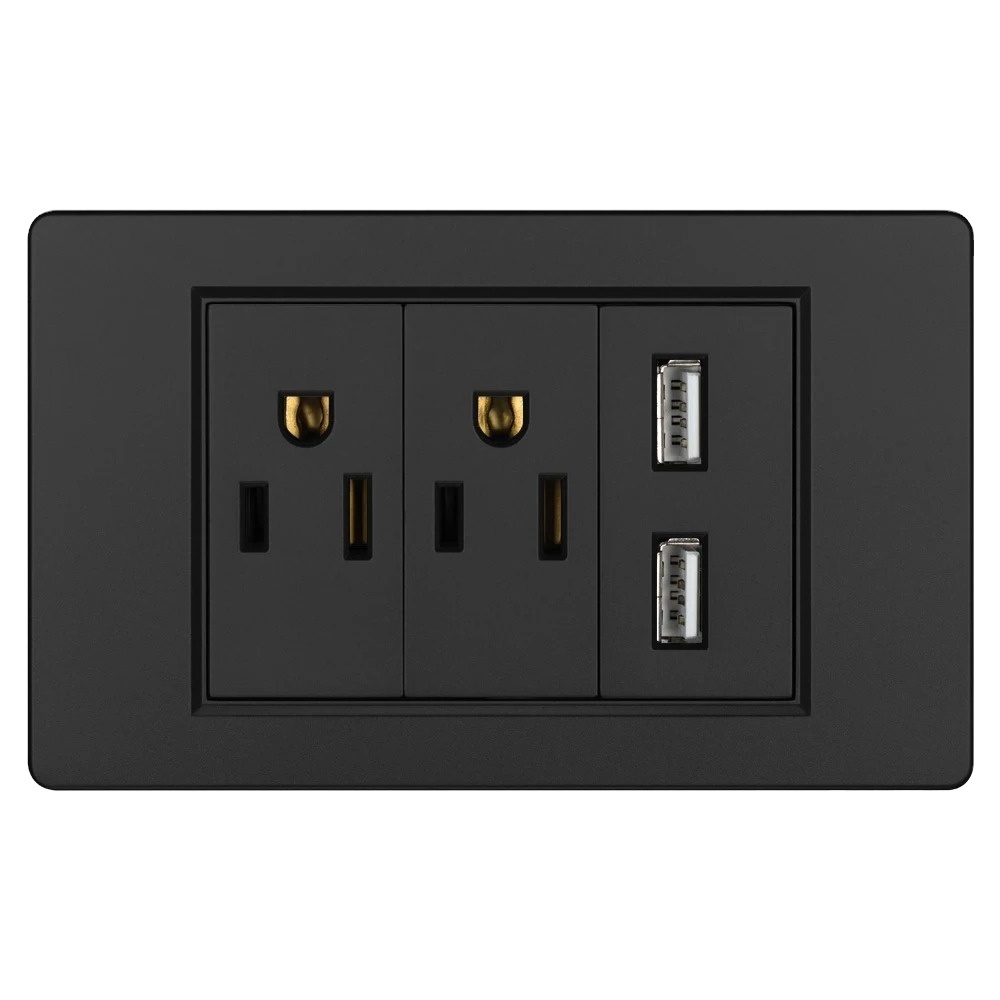 US Standard 118 Type Wall Switch Socket USB Home Use Electrical Socket Outlet With Switch wifi socket 118*72mm frame