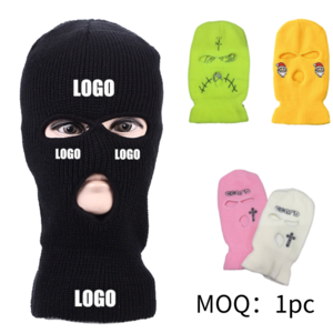 Custom Embroidery Ski Mask 3 Hole Balaclava wholesale Ski Mask Printed logo Colored Balaclava