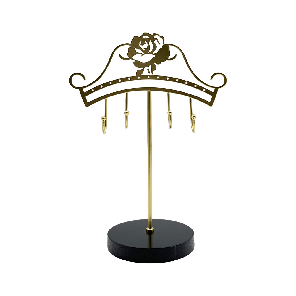 Wholesale Unique Design Customized Gold Metal Jewelry Stand Multi-functional  Rose Shape for Home,Bedroom