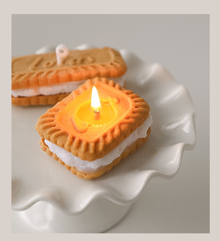 Amazon Hot Seller Scented candle high quality sandwich biscuits cookie shaped birthday party decoration food novelty candle