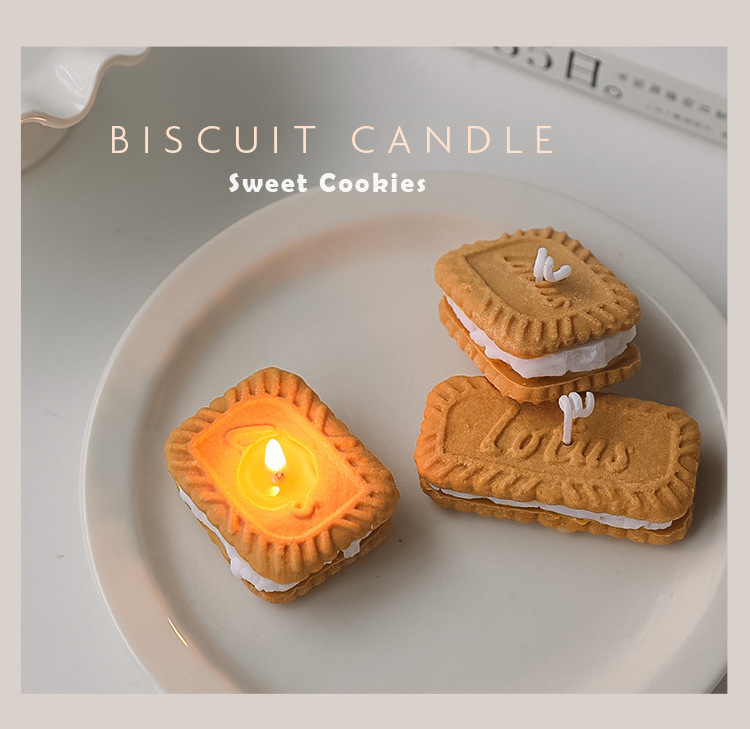 Amazon Hot Seller Scented candle high quality sandwich biscuits cookie shaped birthday party decoration food novelty candle