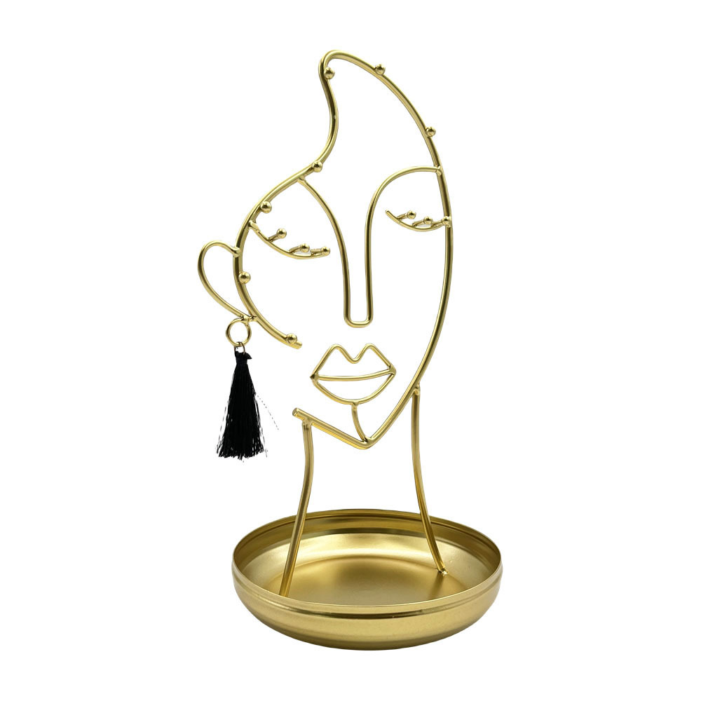 Wholesale Customized Gold Metal Jewelry Stand Multi-functional  Face Shape for Home,Bedroom