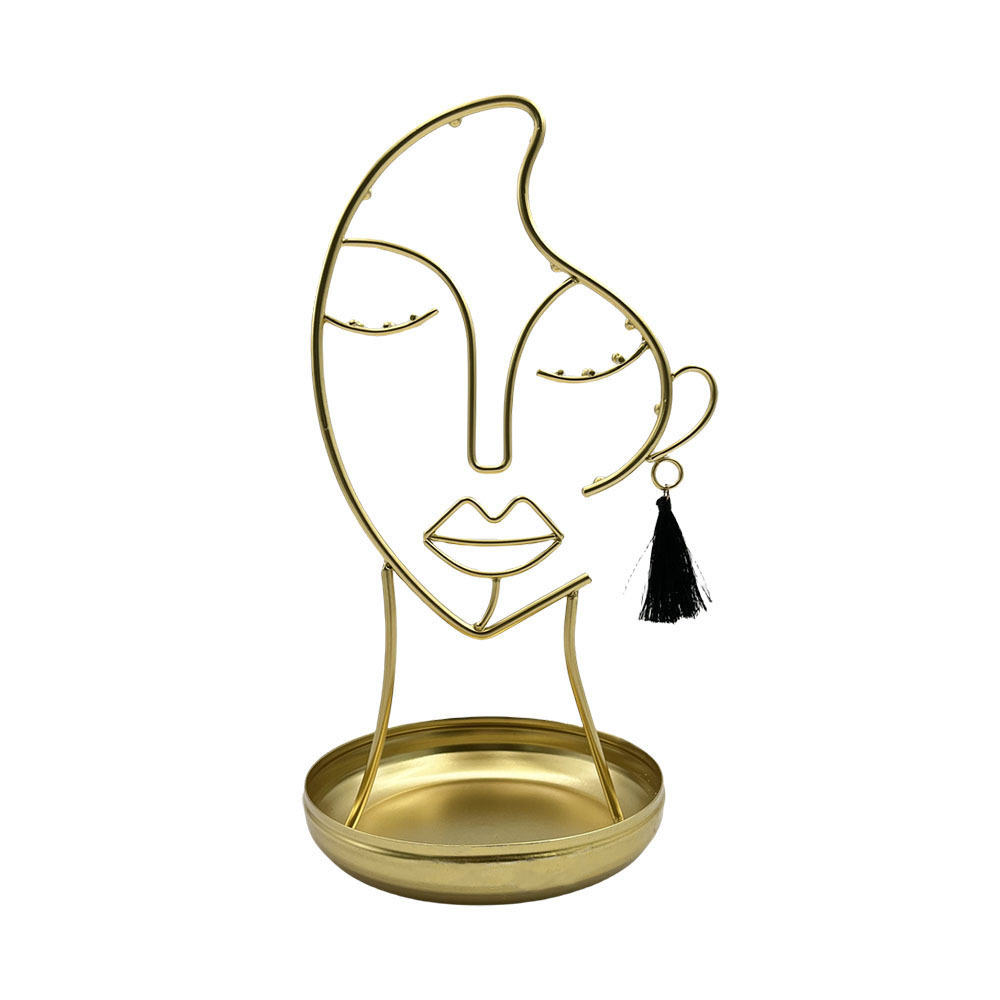 Wholesale Customized Gold Metal Jewelry Stand Multi-functional  Face Shape for Home,Bedroom