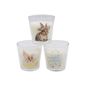 Wholesale  Customized Soy wax Scented candle Wholesale household Easter gift Rabbit with glass cup