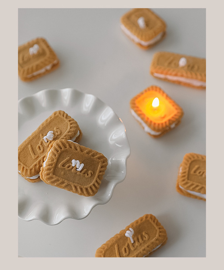 Amazon Hot Seller Scented candle high quality sandwich biscuits cookie shaped birthday party decoration food novelty candle