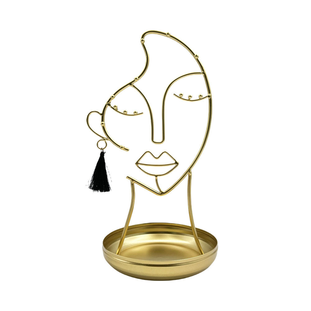 Wholesale Customized Gold Metal Jewelry Stand Multi-functional  Face Shape for Home,Bedroom