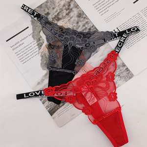 Lacy Female Underwear Buckle Ribbon G String Bow Thong Panties For Women