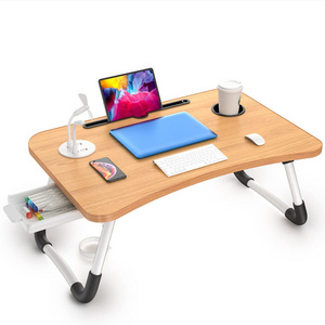 Bamboo Wooden Multi-Function Laptop Bed Table Stand Lap Desk with USB/Cup Holder for Bed Couch Sofa Folding Standing Laptop Desk