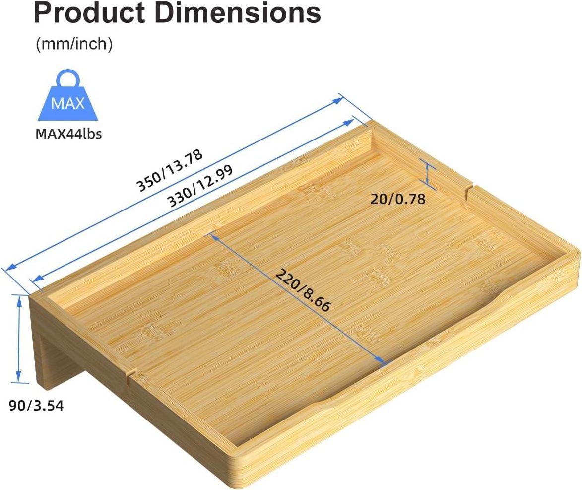 College Dorm Room Essentials, Loft Bed Accessories,  Bed Side Table Tray Storage - Original Bamboo Wood