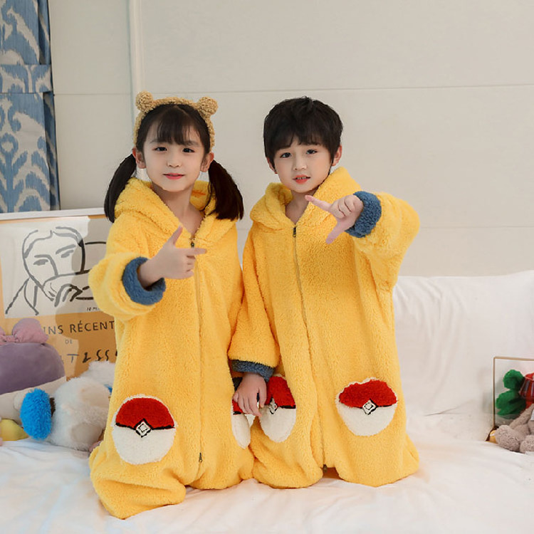 WInter Child Sleep Lounge Wear Flannel Pyjama Boy One Piece Piyama Anak Girl Pajama Kid Fleece Warm Sleepwear