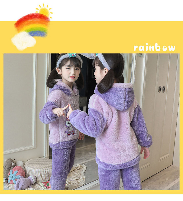 Winter Flannel Pajama Set Kid Thick Warm Plush Pyjama Girl Pijama Tercipelo Sleepwear With Hood Fleece Sleep Wear For Boy