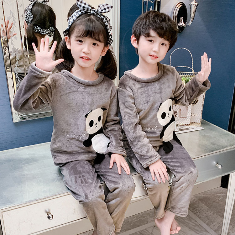 Winter Pijamas Para Mujer Pyjamas Children 2 Piece Warm Boy Sleep Wear Flannel Kids Longsleeve Girl Pajamas Set Kids Homewear