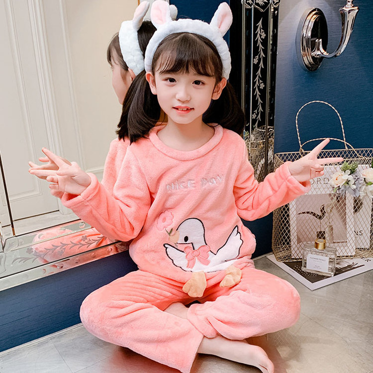 Winter Pijamas Para Mujer Pyjamas Children 2 Piece Warm Boy Sleep Wear Flannel Kids Longsleeve Girl Pajamas Set Kids Homewear