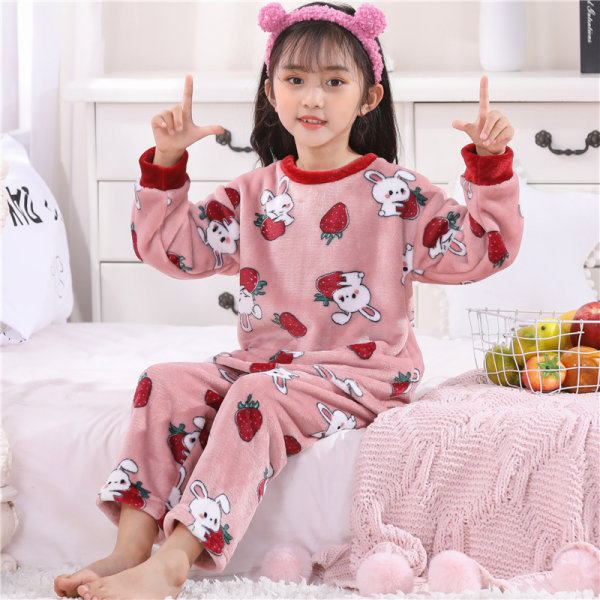 Winter Pijamas Para Mujer Pyjamas Children 2 Piece Warm Boy Sleep Wear Flannel Kids Longsleeve Girl Pajamas Set