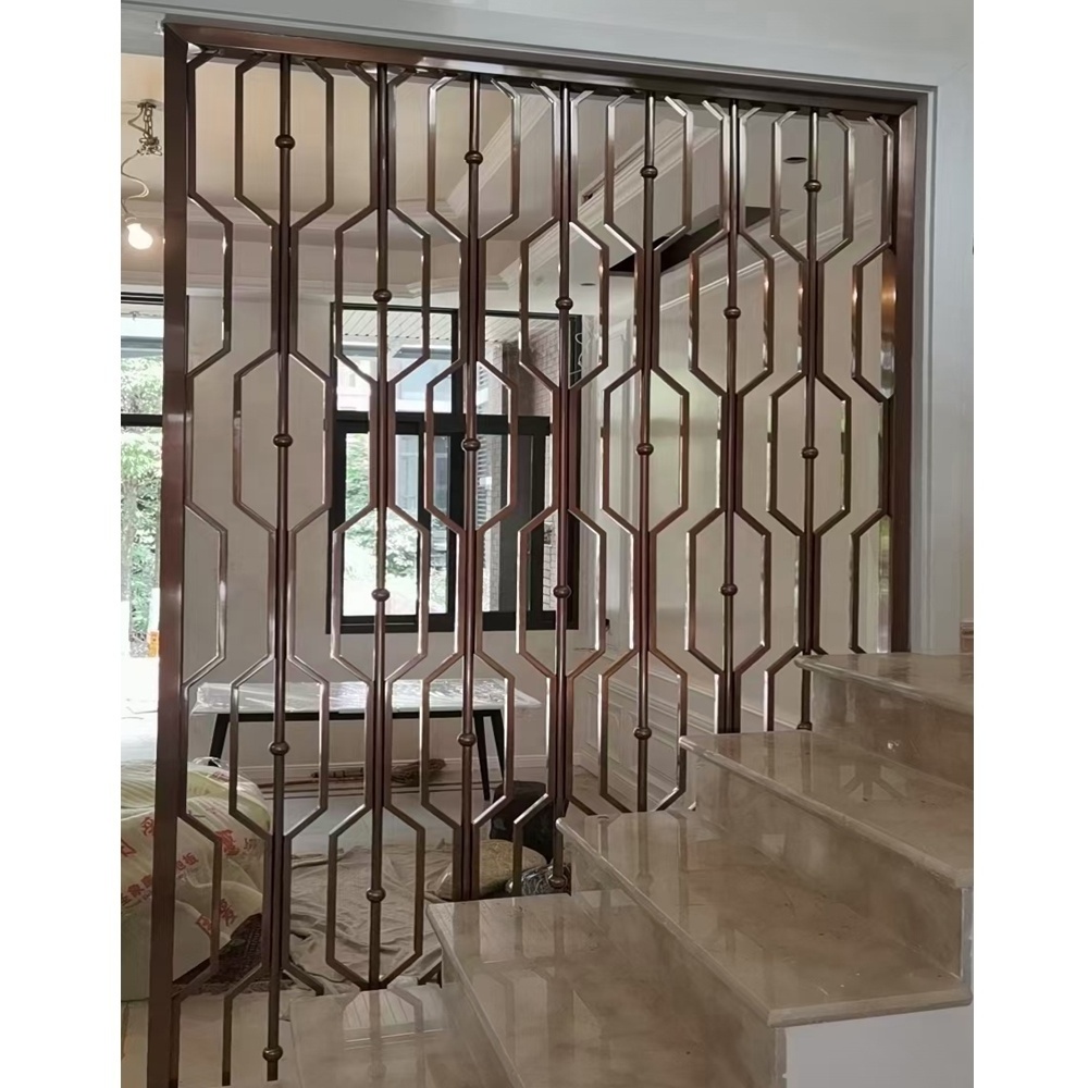 floor to ceiling room dividers reusable metal privacy screen sliding wall partition metal stainless steel  living room divider