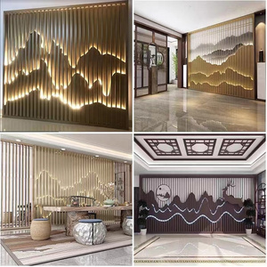 Reusable Hotel restaurant separator wall panels partition decor metal screen floor to ceiling rattan wall partition room divider