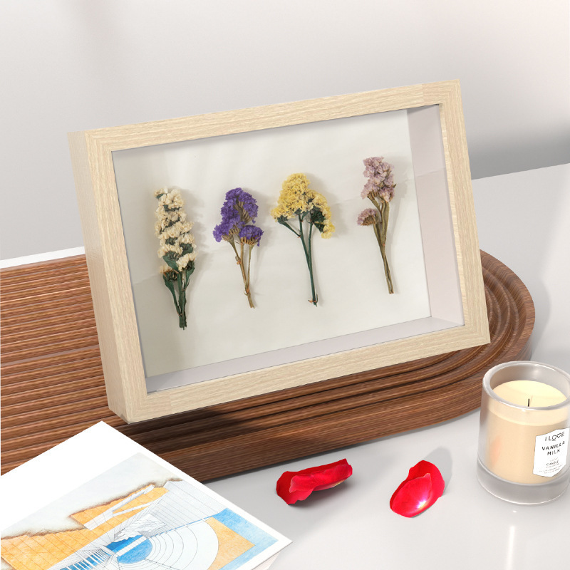 Factory Directly Sale Pastoral Flower Glass 8 x 8 Photo Frame Deep 3D 6x6  Shadow Box For Home Decor