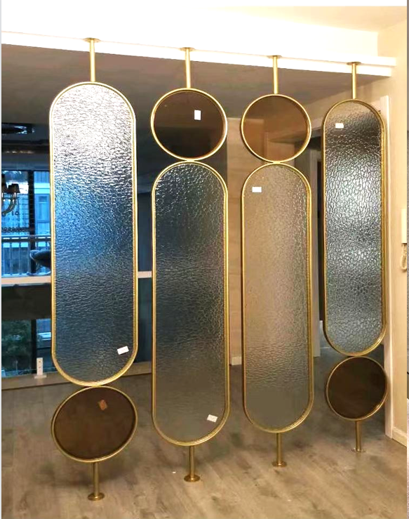 Modern hotel decor design laser cut stainless steel hanging wall partition room divider screens interior restaurant decoration