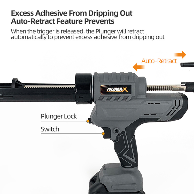 Numax 300ML / 10 OZ Automatic Cheap Industrial 20V Electric Cordless Battery Power Silicone Sealant Caulking Gun