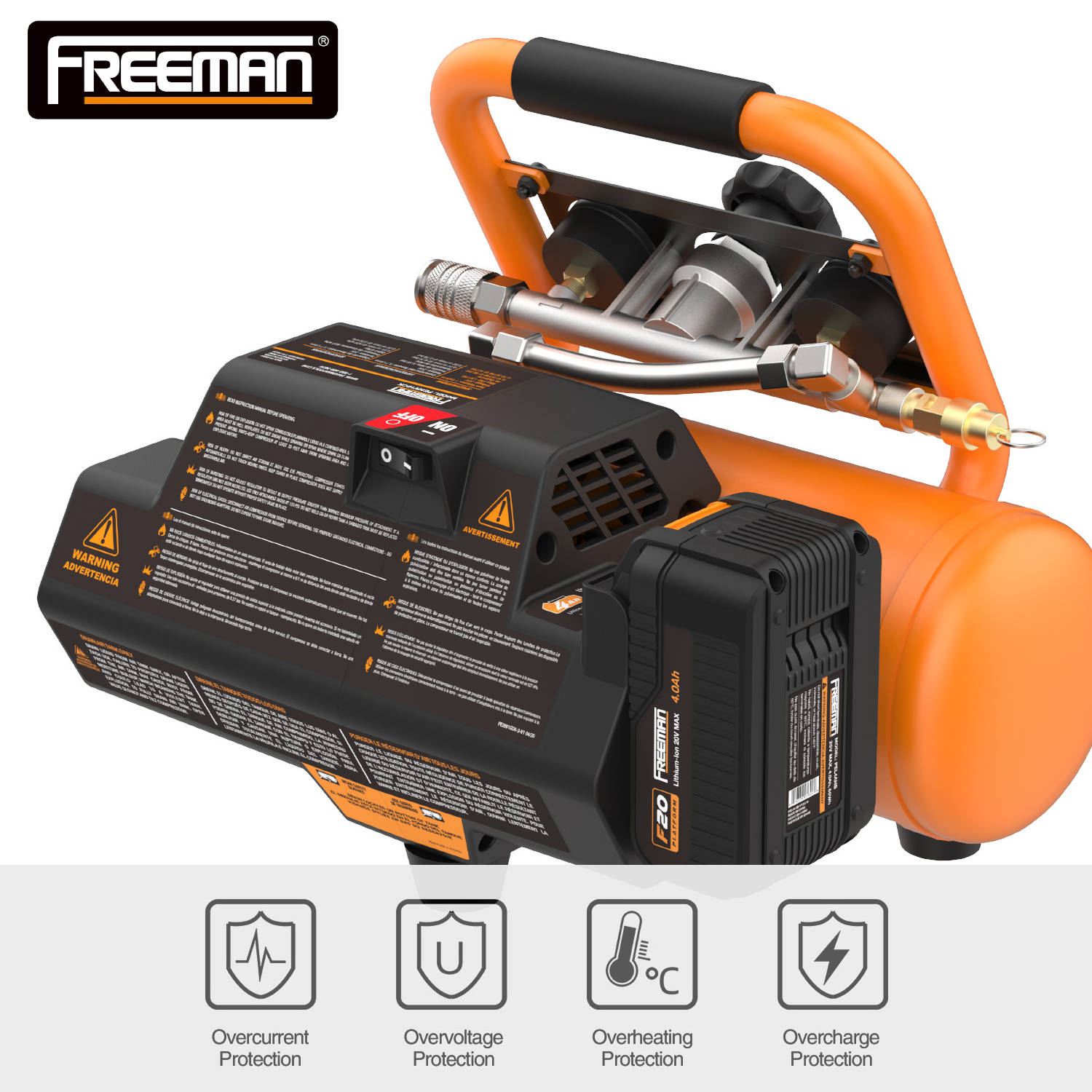 Freeman 4L 20V Battery 120PSI 240W Cordless Portable Oil Free Mini Paint Spray Gun Air Compressor for Nail Gun