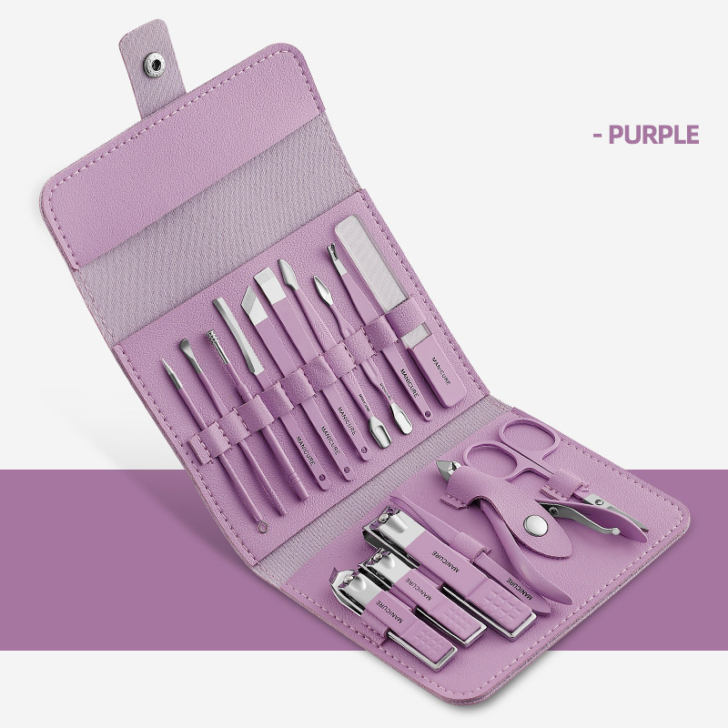 Good Price New Product Manicure Set 16 Pieces Rainbow Manicure Set Nail Cutter Set Manicure Pedicure Stainless Steel