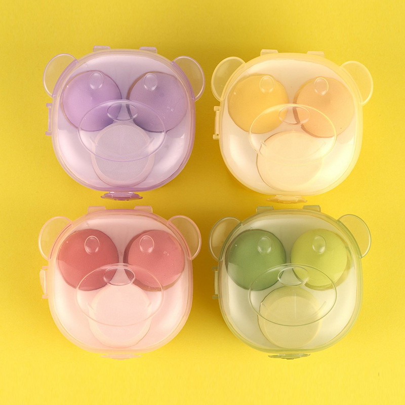 3PCS Beauty egg cosmetic blender customize make up sponge private label latex free bear box makeup sponge set