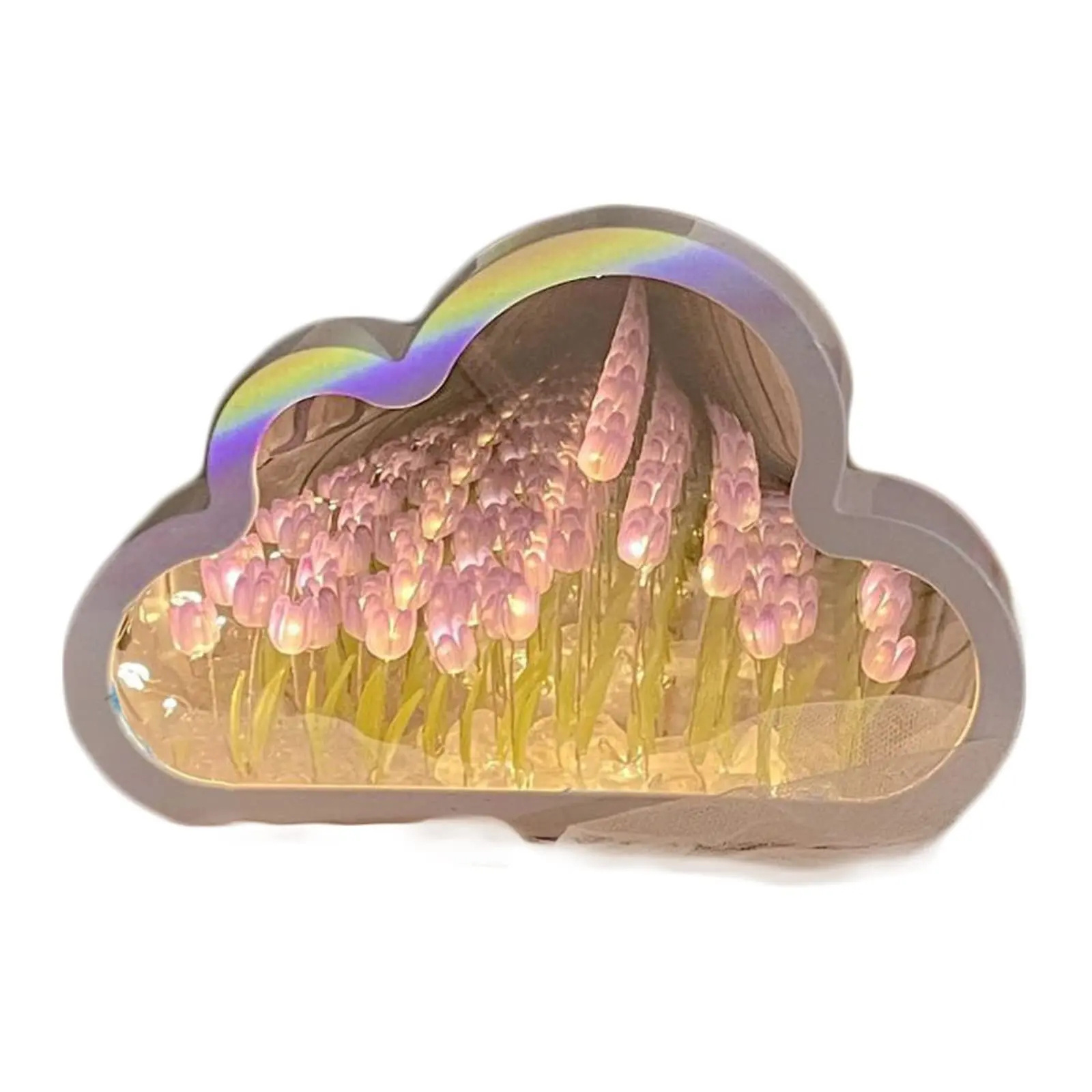 Girl Bedroom Ornaments Handmade Cloud Tulip Holiday Night Light With Mirror DIY Material Pack Lampara De Tulipanes