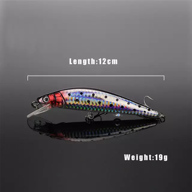 USB rechargeable LED light Hard Fishing Lure Artificial Bait 12cm 19g sinking minnow twitching electric fishing lures