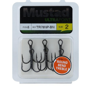 Mustad TR78NP 1X strsong best Japanese treble VCM  round bent fishing hook