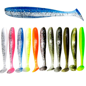 Factory custom bulk shad artificial worm T tail fishing lure swim plastics soft baits