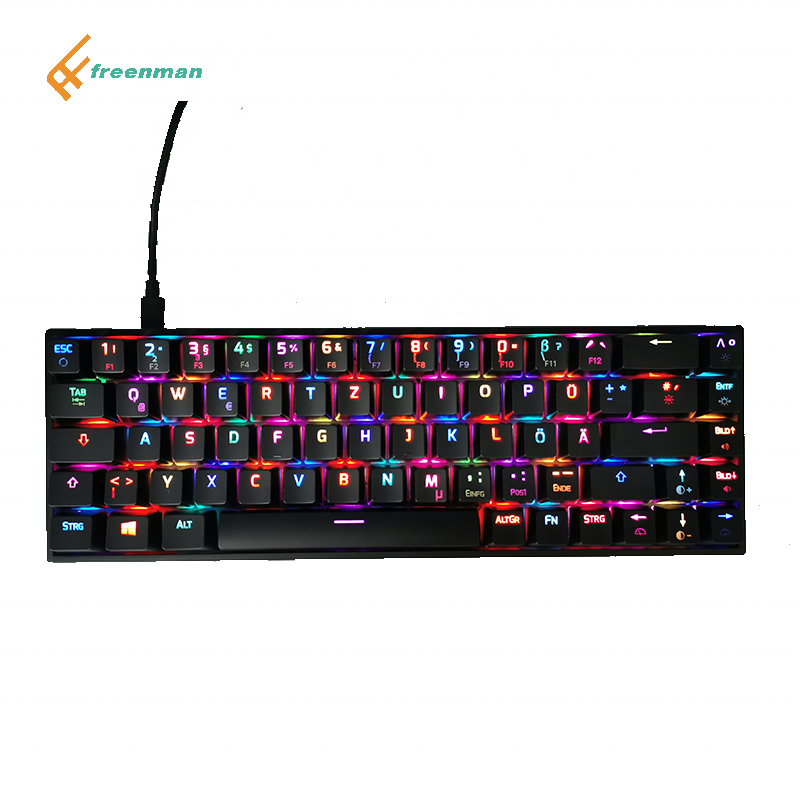 factory sale K68 60% Mechanical Keyboard Hot Swap Switches RGB LED Backlight Gaming Keyboard with Gaterons Red Brown Switches