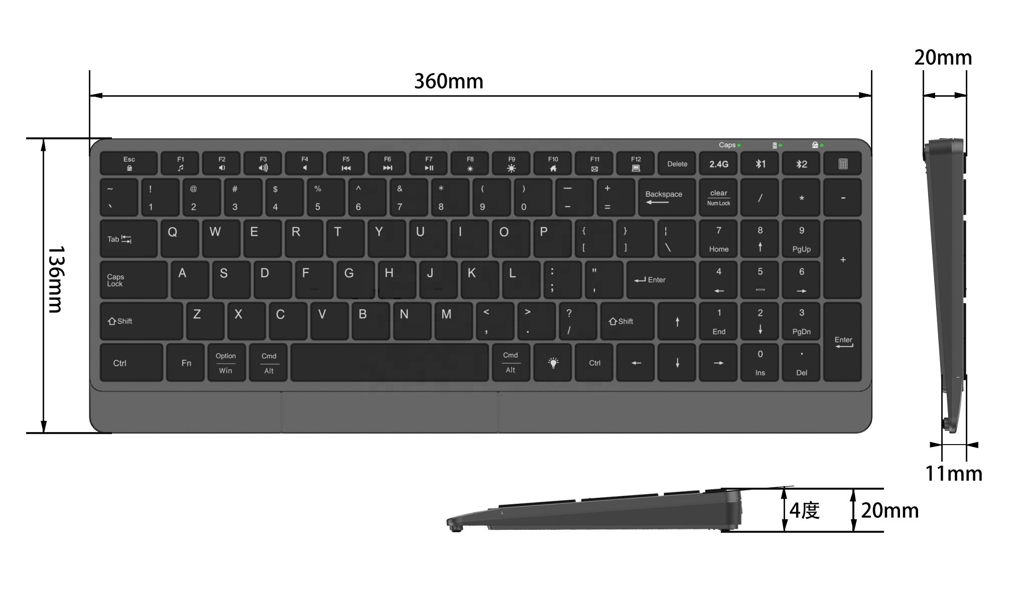 OEM custom keyboard ultra thin chocolate keycap silient scissors office home use wireless keyboard with led option