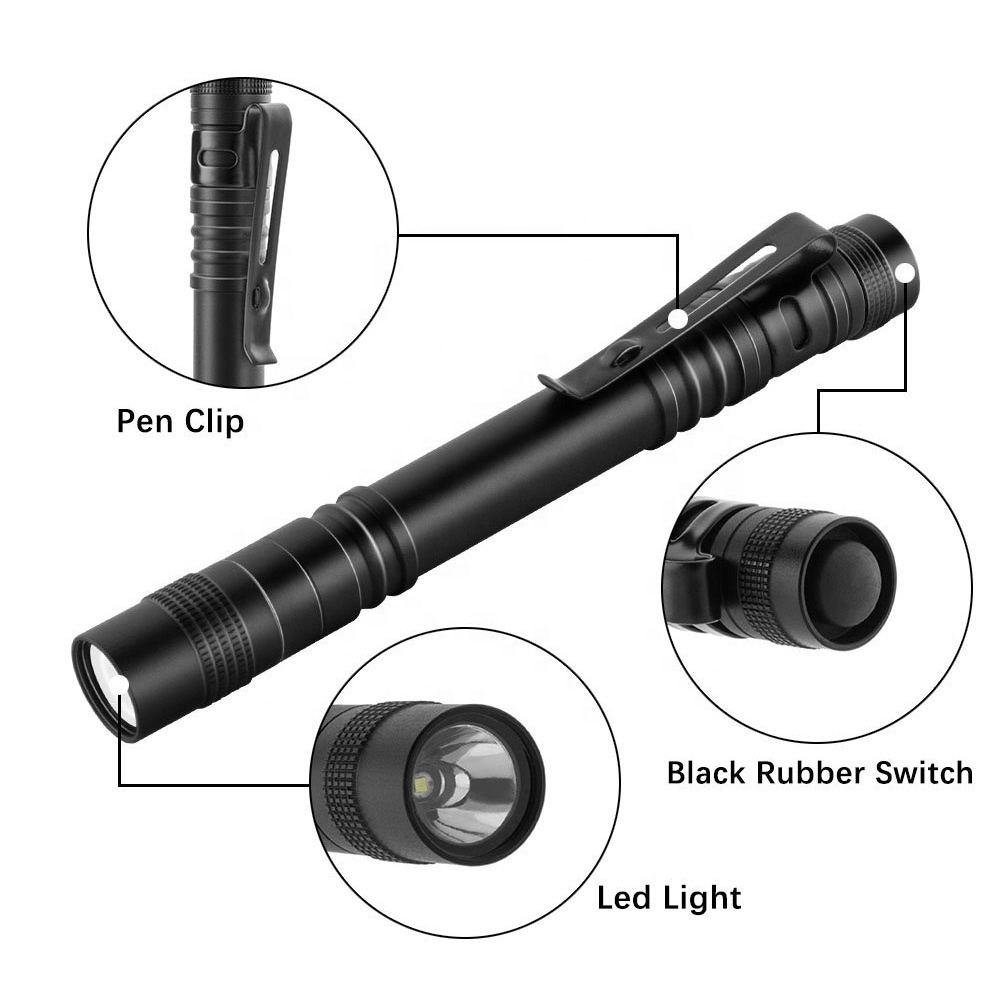 Promotion Gift Dry Battery Powered Tactical Flashlight Pocket Torch Light Medical Doctor Nurse EDC Pen Flashlight with Clip