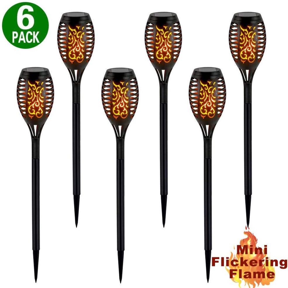 Solar Tiki Flickering Amber Tiki Torch Light with Rechargeable Batteries Tiki Torch light