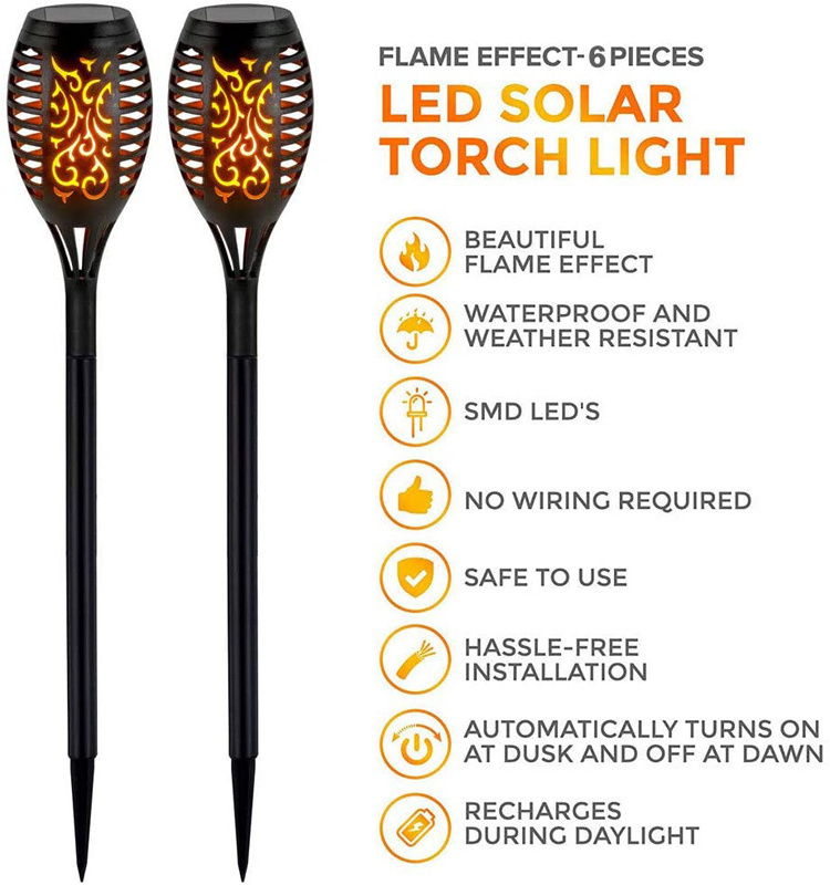 Solar Tiki Flickering Amber Tiki Torch Light with Rechargeable Batteries Tiki Torch light