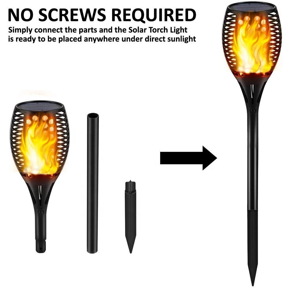 1 2 4 Pack Ningbo Ip65 Waterproof Outdoor Garden Landscape Pathway 12 33 96 Led Solar Torch Light with Flickering Dancing Flame