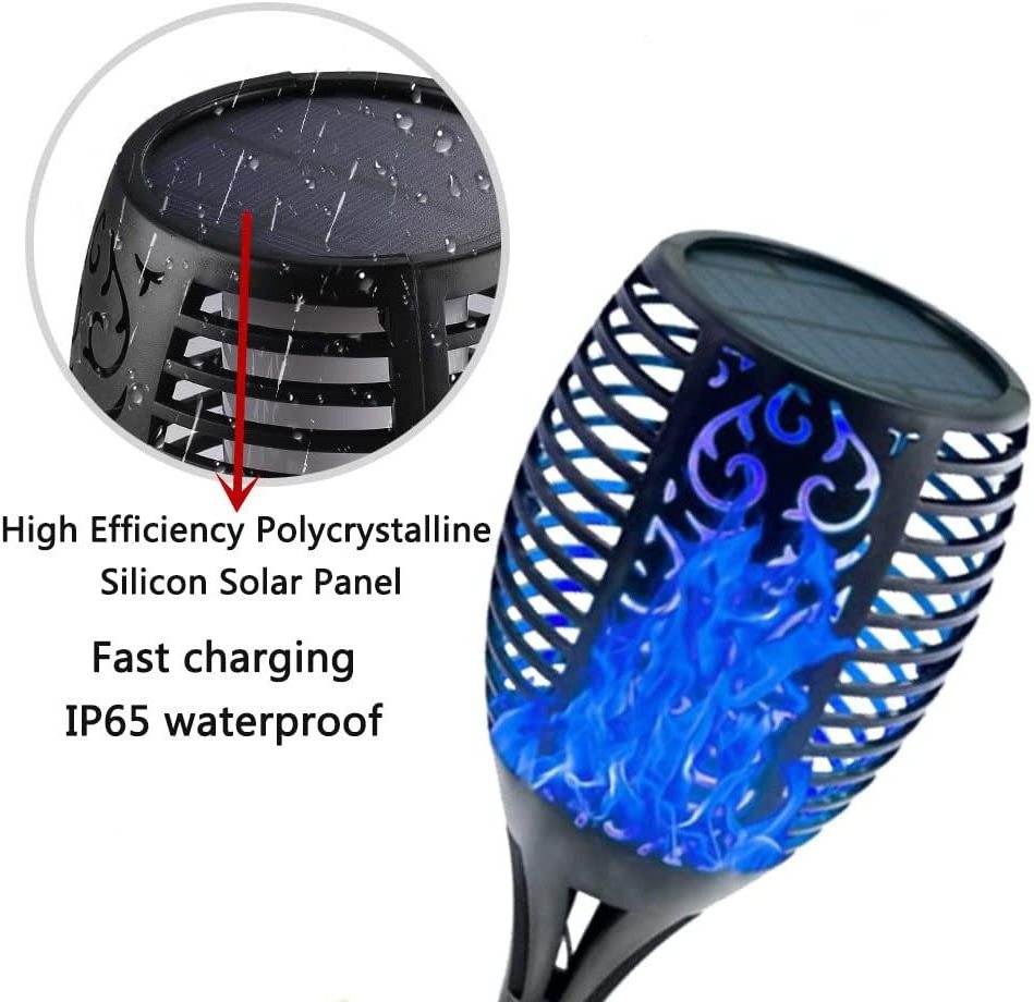 Custom Plastic Waterproof Energy-saving Rechargeable Outdoor Solar Torch Light with Flickering Flame Price