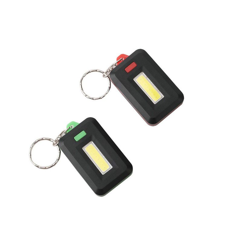 Custom Personalized Logo Square Colorful ABS Outdoor Emergency 3 Modes Ultra Power Pocket Mini COB LED Keyring Flashlight